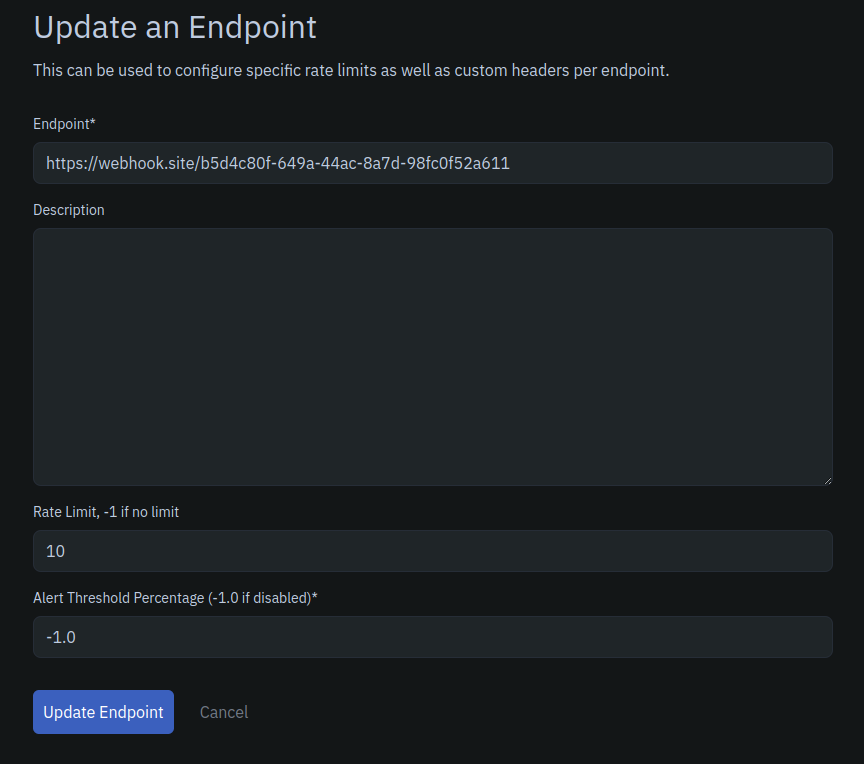 edit endpoint's rate limits